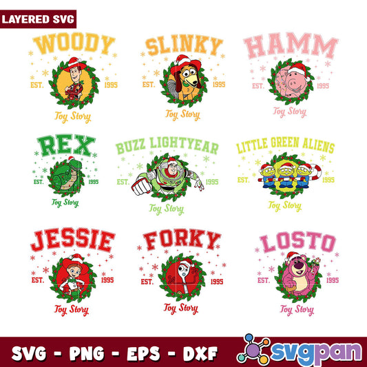 Festive Toy Story Character SVG Bundle for Crafts