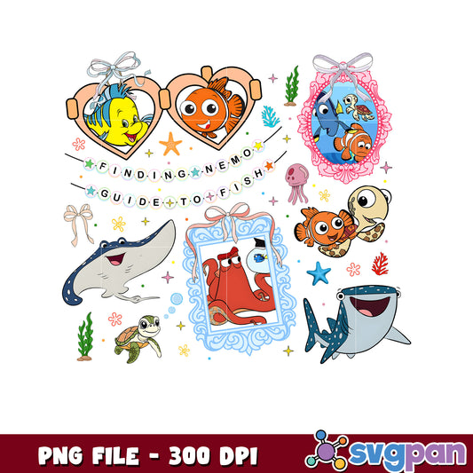 Finding nemo characters png, nemo and marlin png, dory fish cartoon png