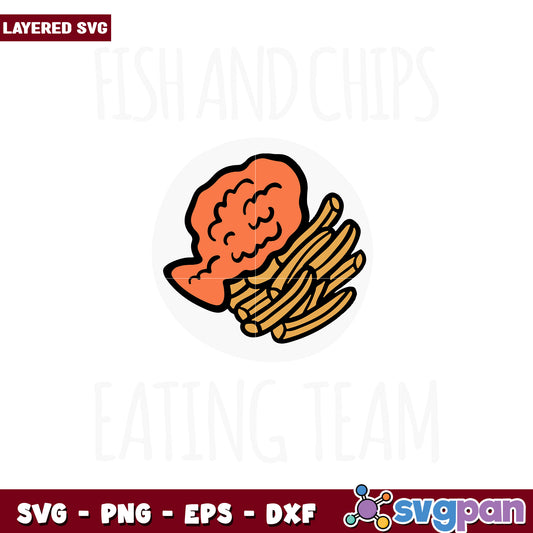 Fish and Chips Eating Team SVG Design for Fun Crafts, Great for Events