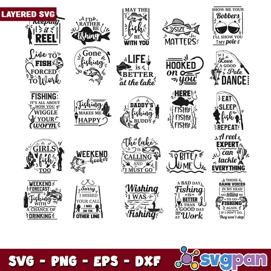Fishing SVG Bundle 20 Layered Designs