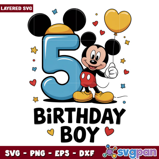Five birthday boy png, disney characters png, mickey mouse png
