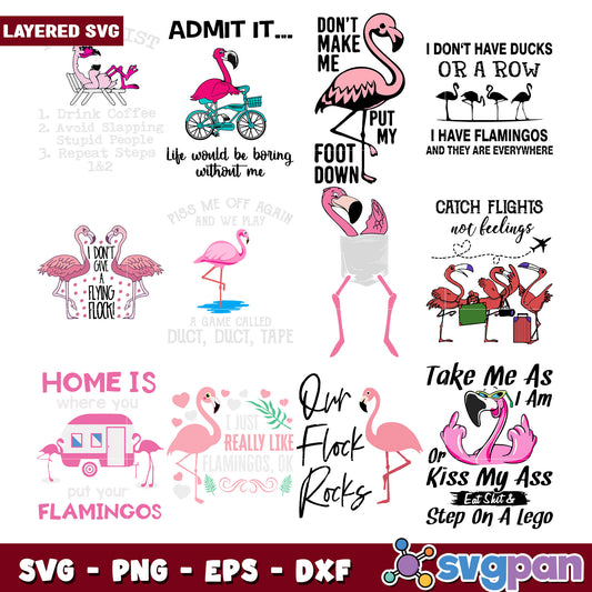 Flamingo SVG Bundle Funny Quotes & Designs