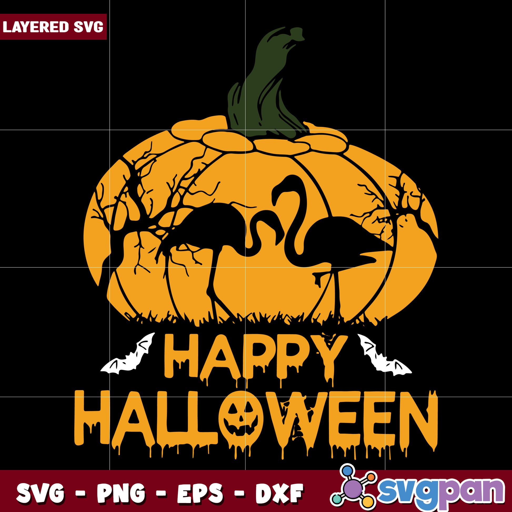 Flamingo happy halloween svg, halloween decorations svg, halloween cartoons svg