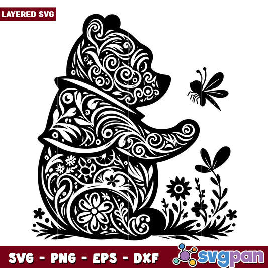 Floral Bear SVG Design
