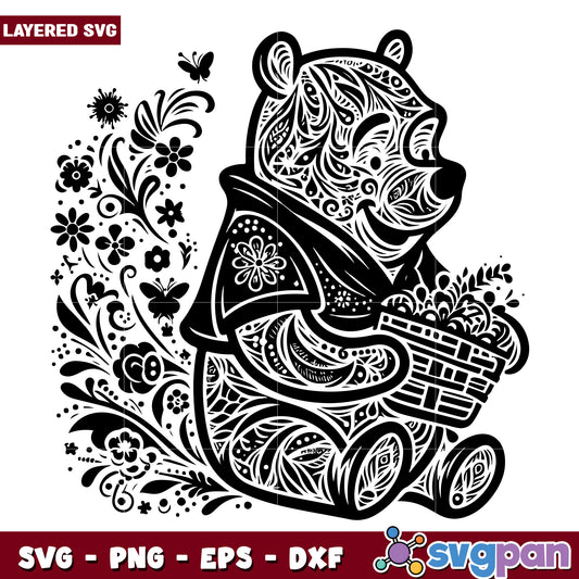 Floral Bear SVG Design for Creative Arts and Crafts