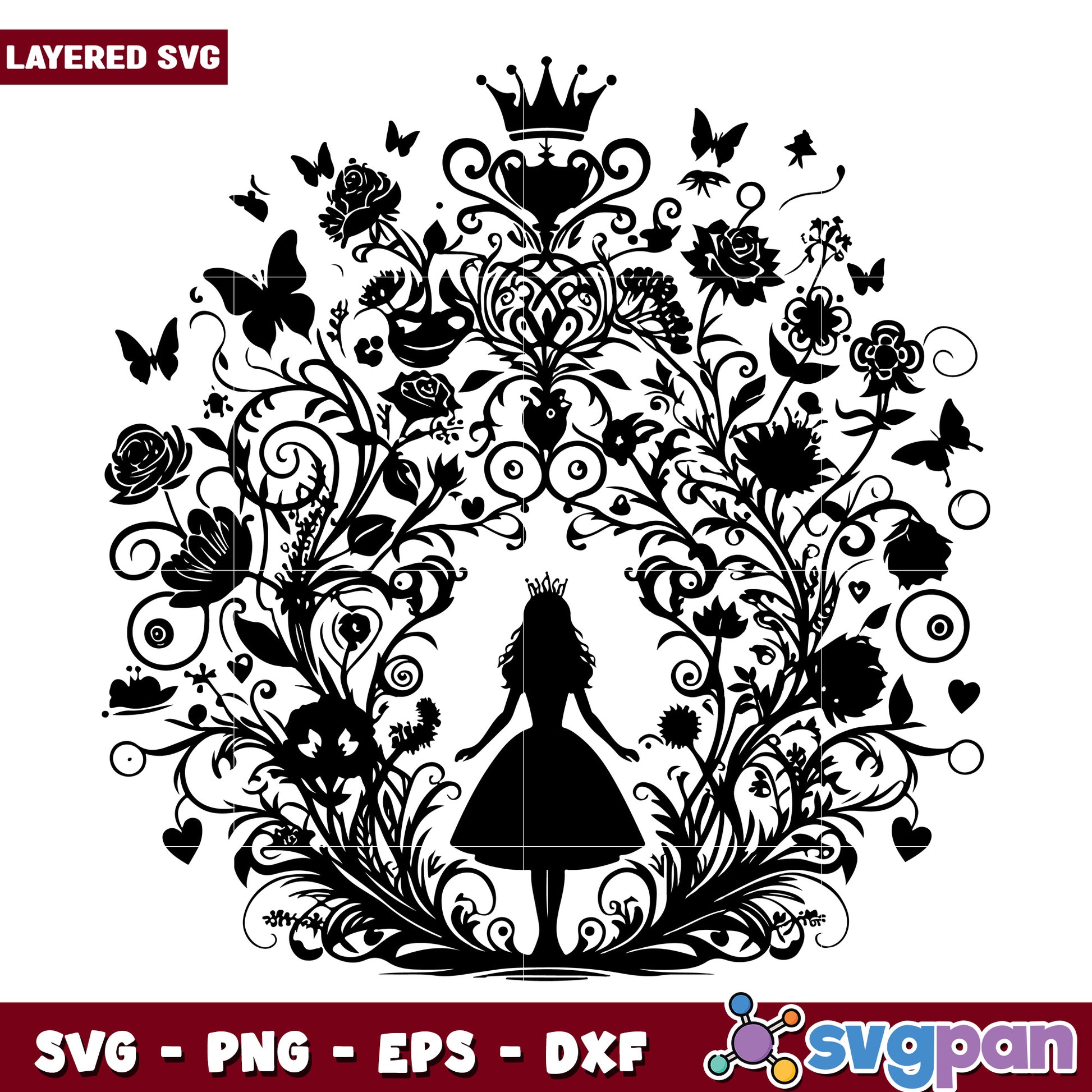 Floral Crown Princess SVG Design