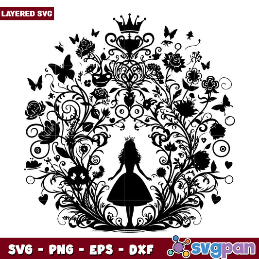 Floral Crown Princess SVG Design