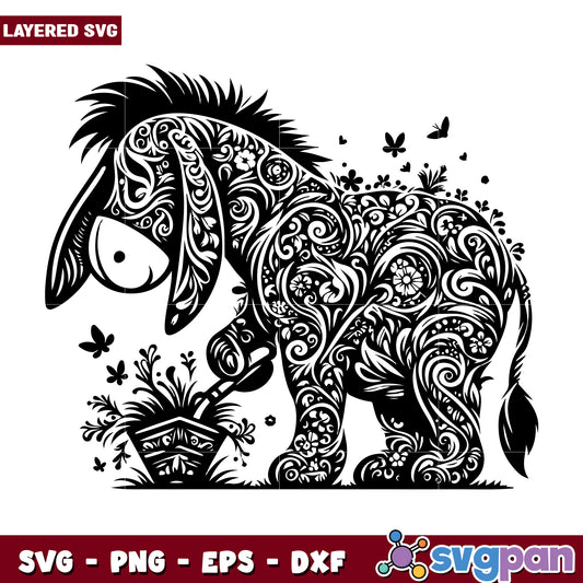 Floral Donkey SVG Design