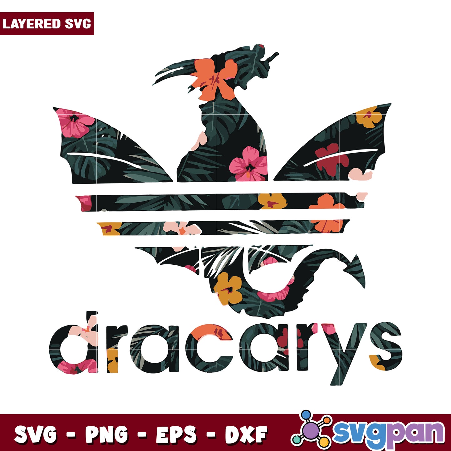 Floral Dracarys Layered SVG Design for Craft Projects, Perfect for Vinyl Cutting