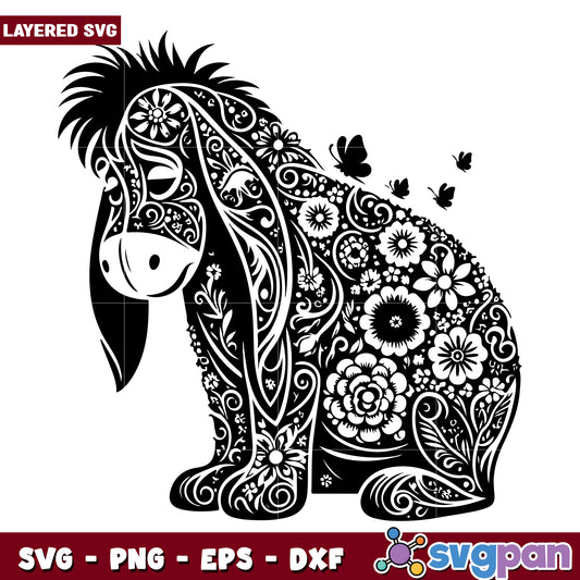 Floral Eeyore SVG Design