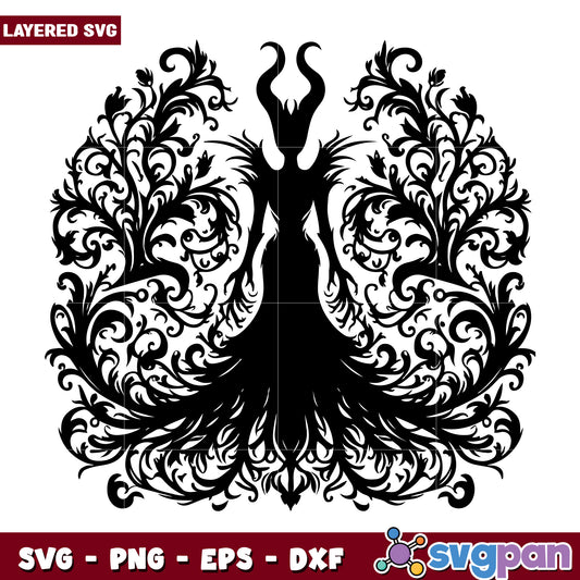 Floral Evil Queen SVG Silhouette