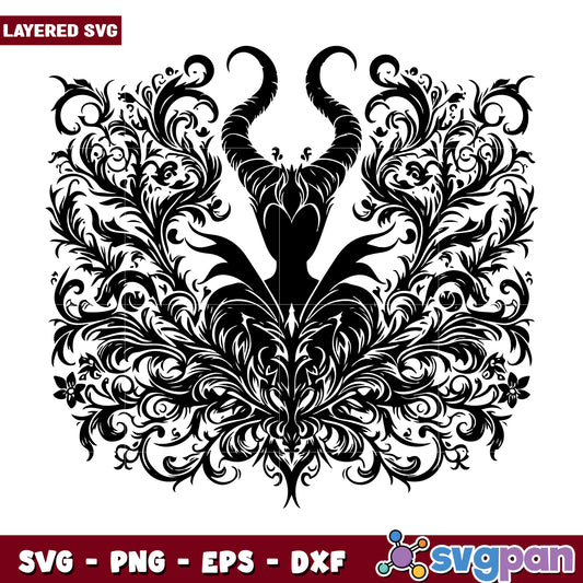 Floral Evil Queen Silhouette SVG