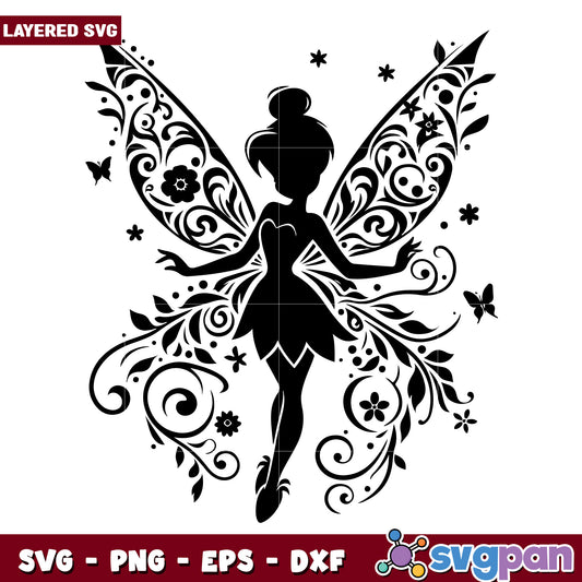 Floral Fairy SVG Silhouette Design