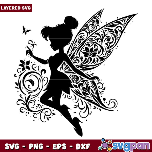 Floral Fairy Silhouette SVG