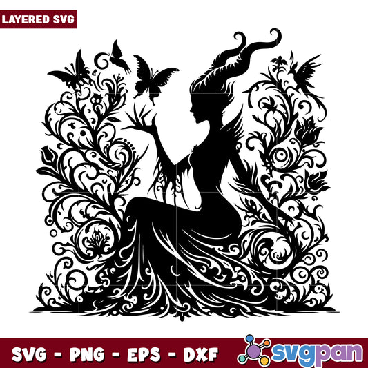 Floral Fantasy Fairy SVG Silhouette