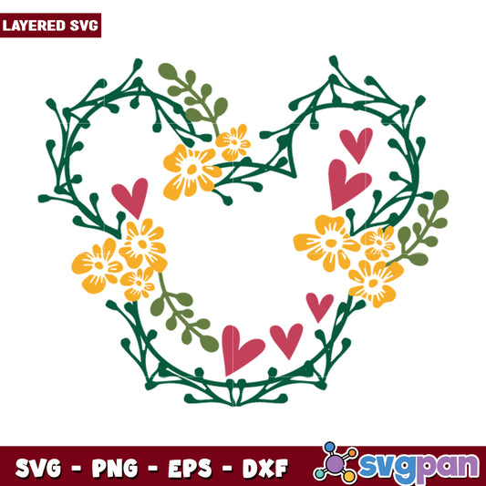 Floral Heart Wreath SVG Cut File