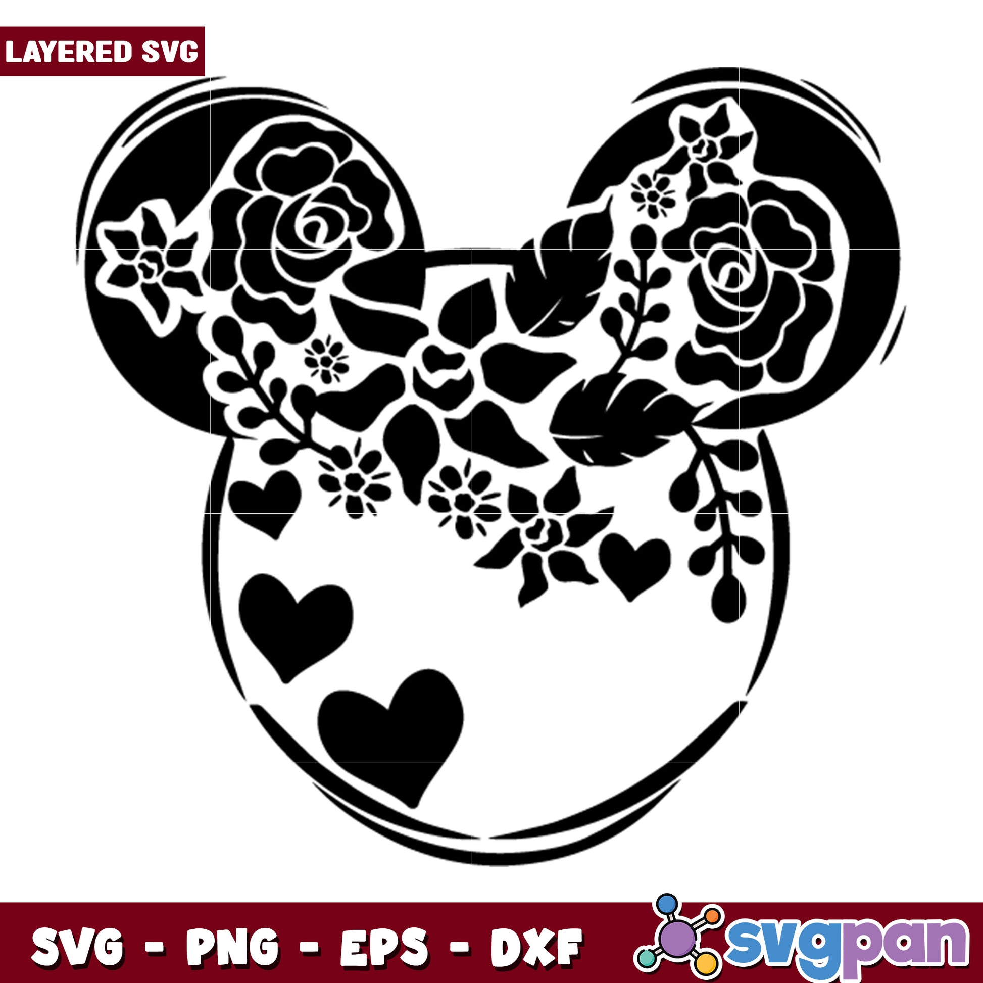 Floral Mickey Mouse SVG Cut File