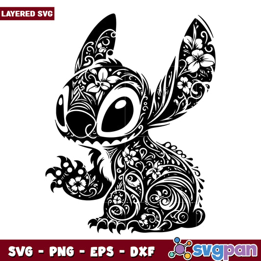 Floral Patterned Cartoon Character SVG Art for Crafts