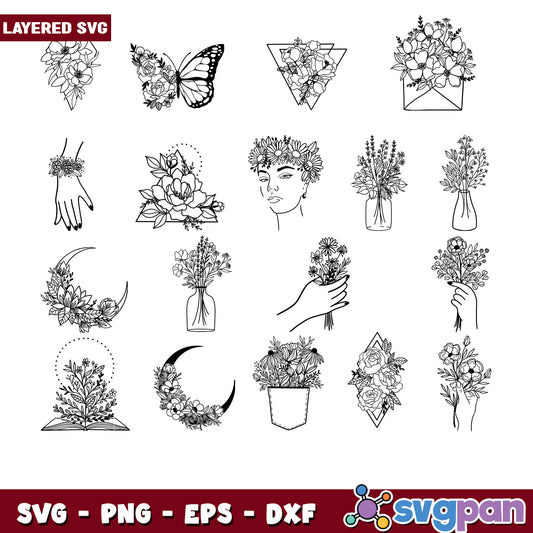 Floral SVG Bundle 15 Layered Designs