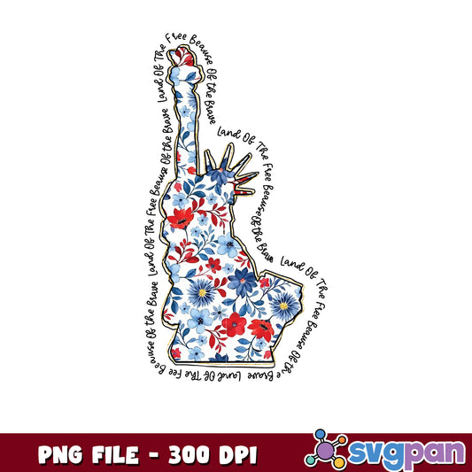 Floral Statue of Liberty PNG 300 DPI