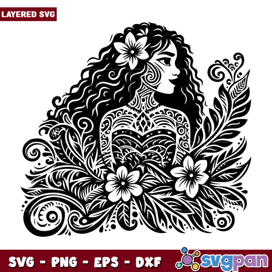 Floral Tattoo Woman SVG Design