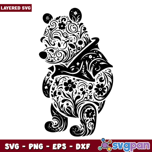 Floral Winnie the Pooh SVG Design