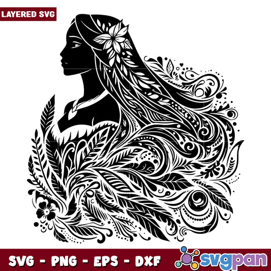 Floral Woman SVG Silhouette