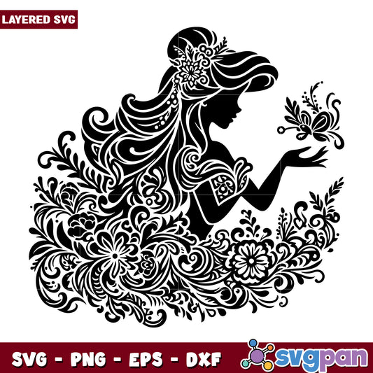 Floral Woman Silhouette SVG