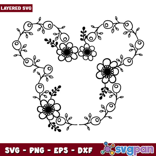 Floral Wreath SVG Design Printable