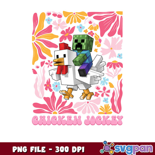 Floral Chicken Jockey png, Minecraft png