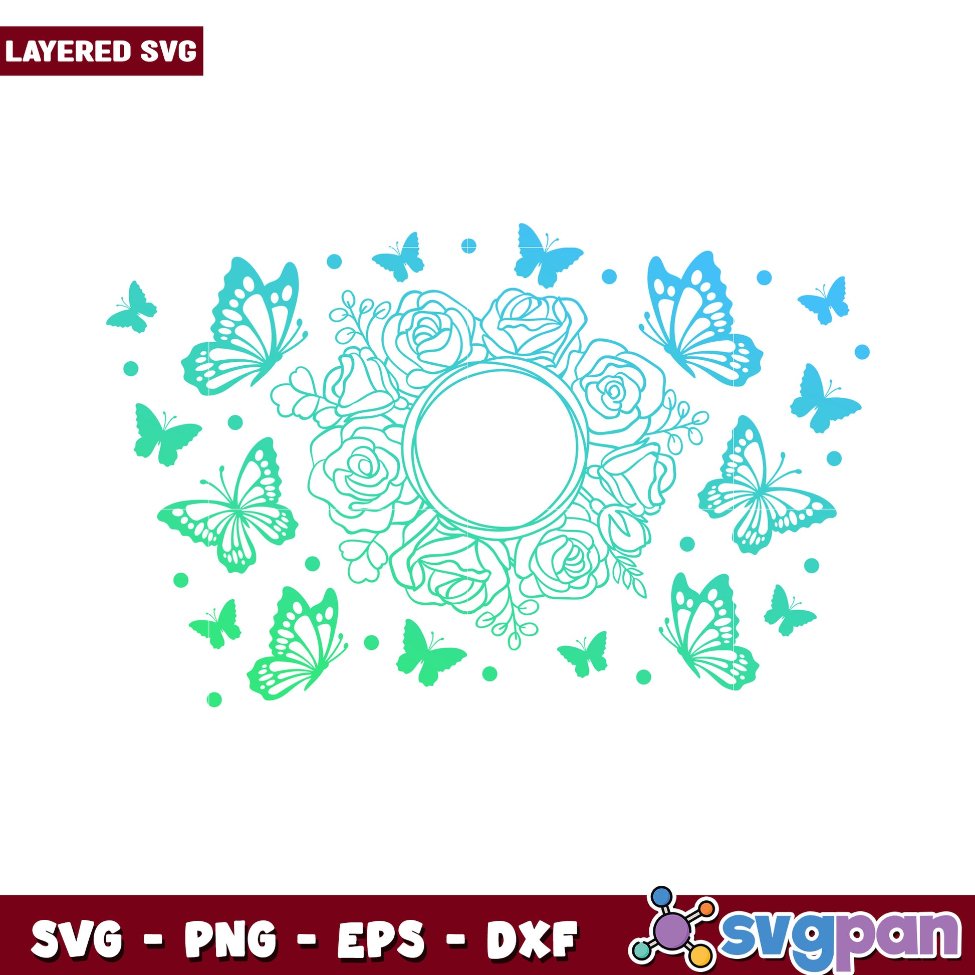 Floral butterfly frame SVG design for crafts, perfect for various projects
