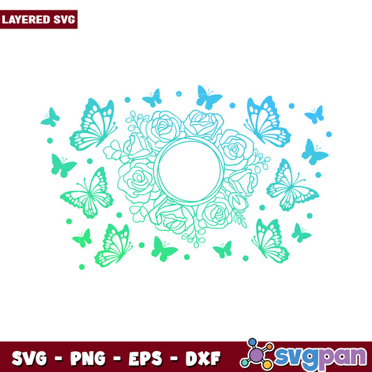 Floral butterfly frame SVG design for crafts, perfect for various projects