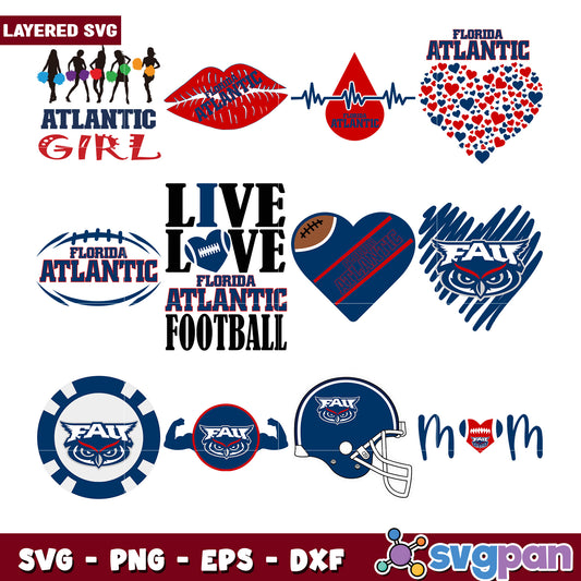 Florida Atlantic SVG Bundle Layered Designs