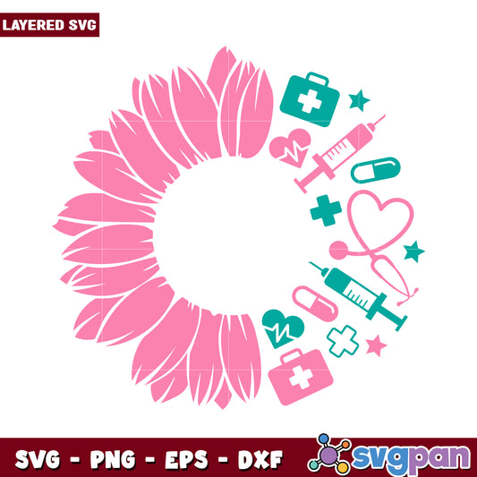 Flower and Medical Icons SVG Design for Creative Projects, Perfect for Crafts