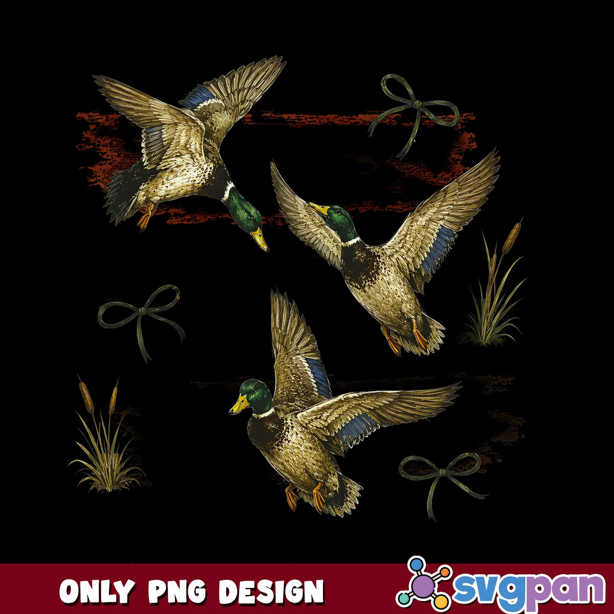 Flying Mallard Duck PNG, Duck Hunting Coquette Bow PNG, Waterfowl Hunter PNG