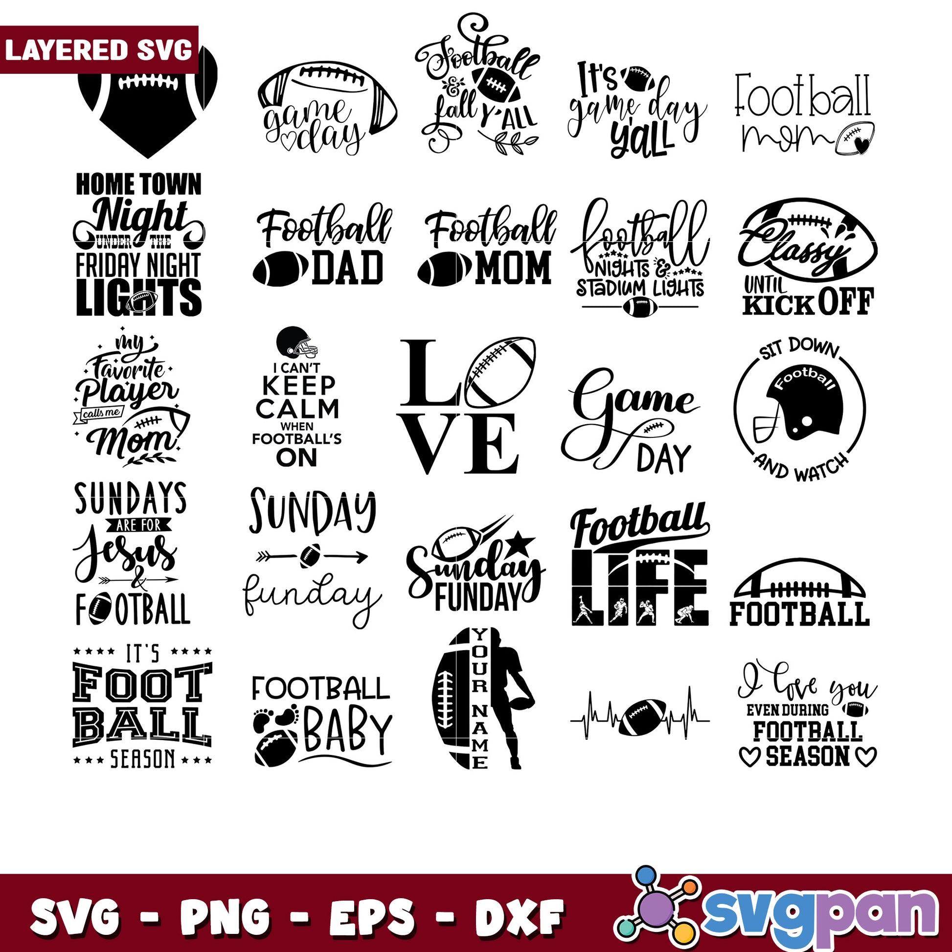 Football SVG Bundle 20 Designs