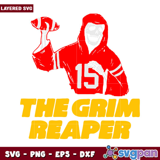 Football Themed Grim Reaper SVG Graphic Design, Perfect for Crafts