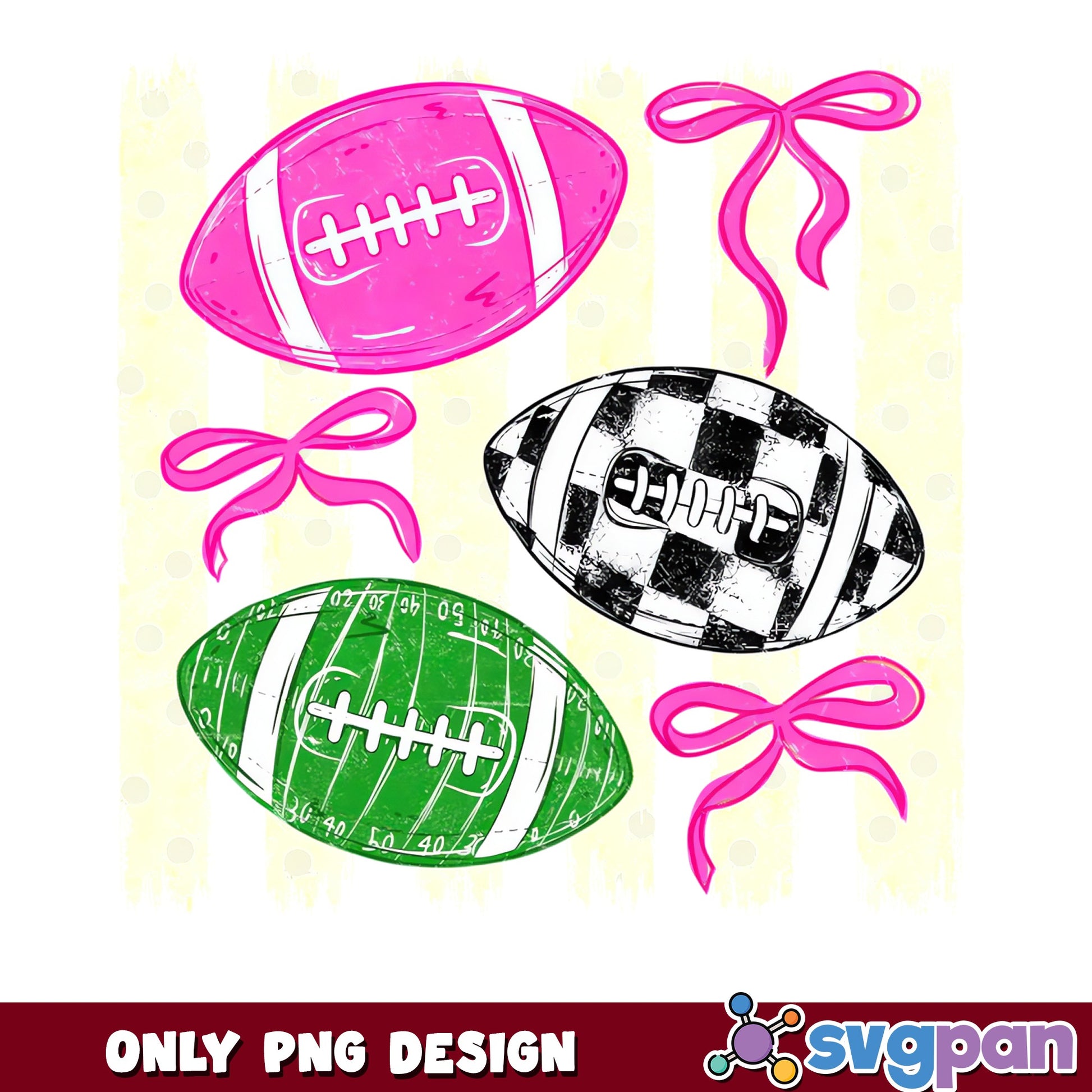 Football And Coquette Bow Bundle, Pink Football PNG, Game Day PNG