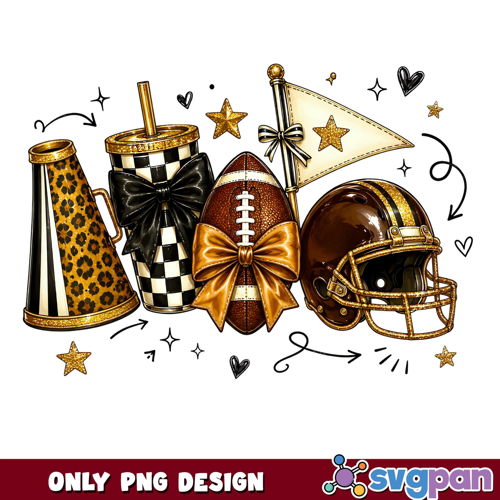 Football Coquette Bow Leopard PNG, Game Day Cheer PNG, Football Season PNG