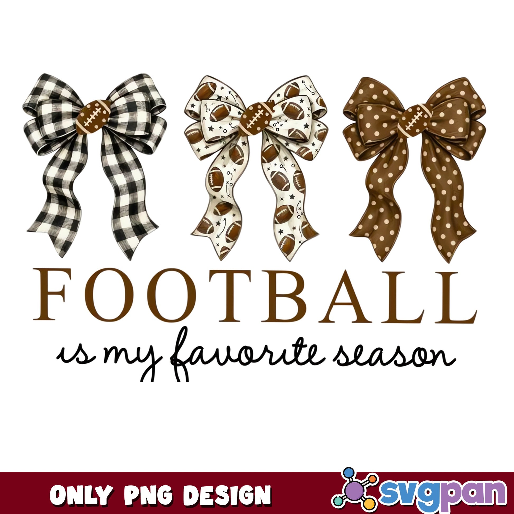 Football Is My Favorite Season PNG, Football Bow PNG, Game Day PNG