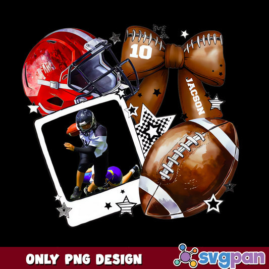 Football Mom PNG, Custom Photo Football Bow PNG, Game Day PNG