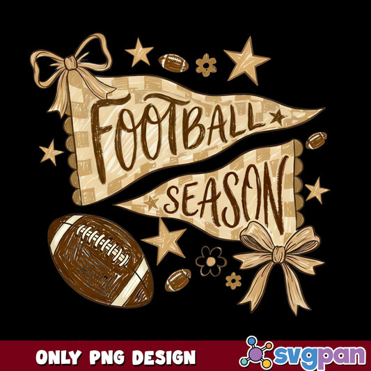 Football Season Pennant PNG, Coquette Bow Football PNG, Fall PNG