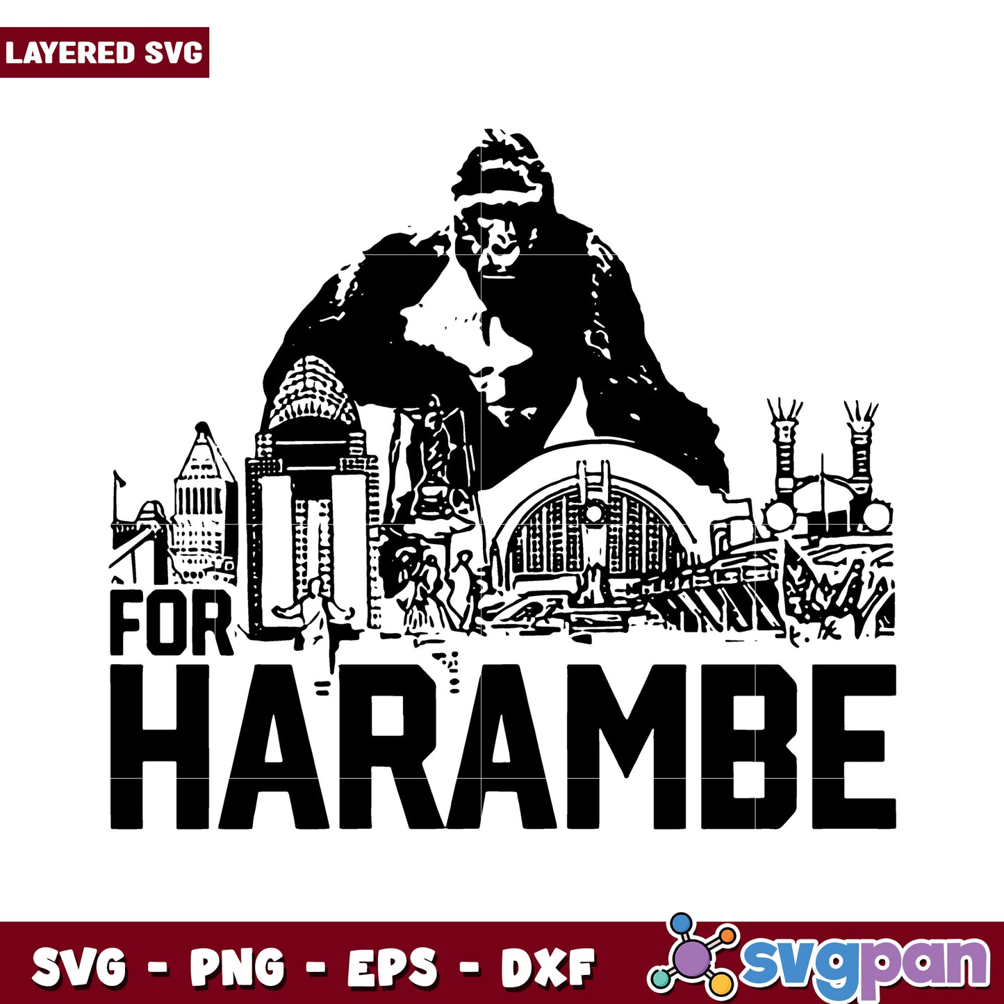 For Harambe SVG Design, Unique Layered Artwork for Crafters