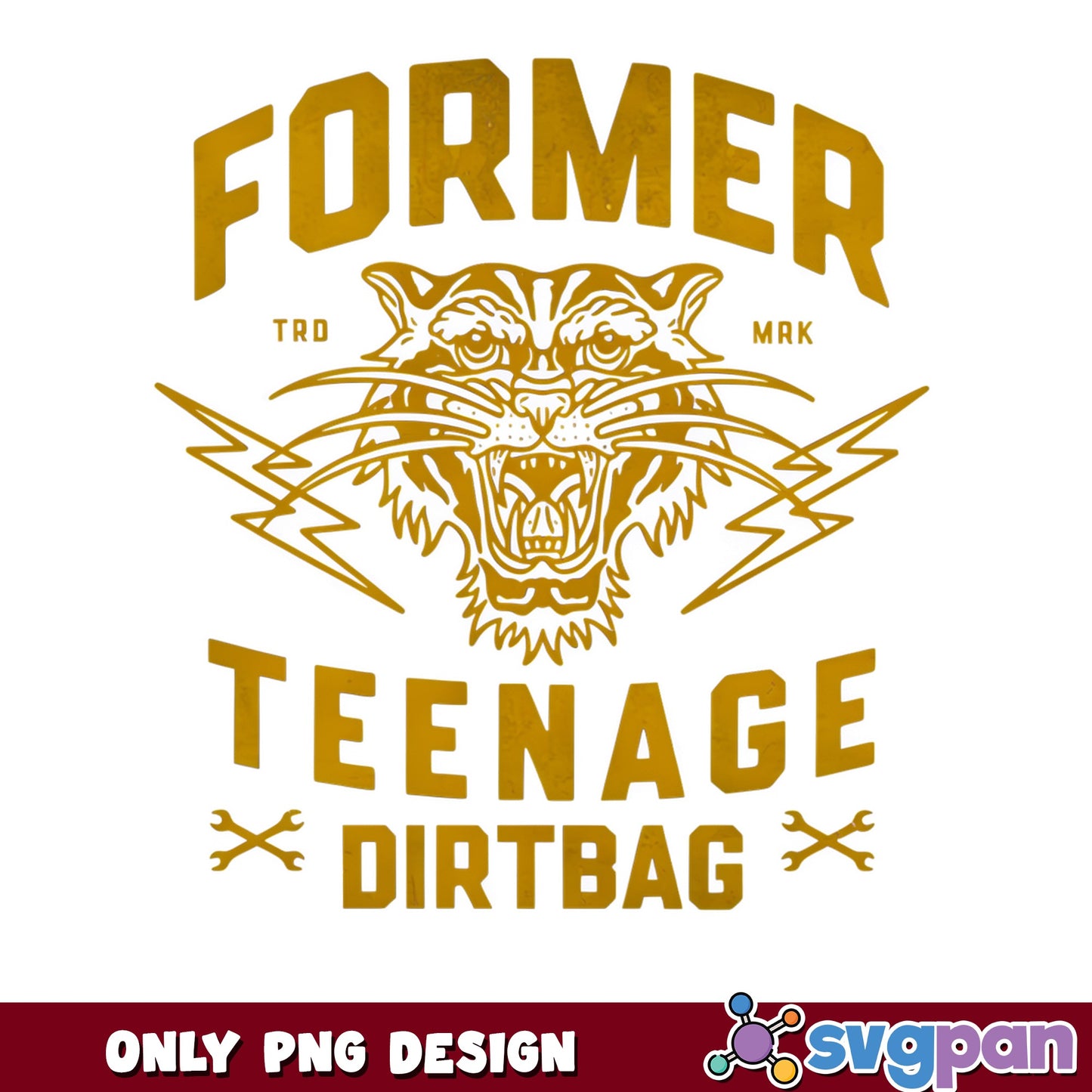 Former Teenage Dirtbag PNG, Retro Tiger Design, Funny Quote PNG