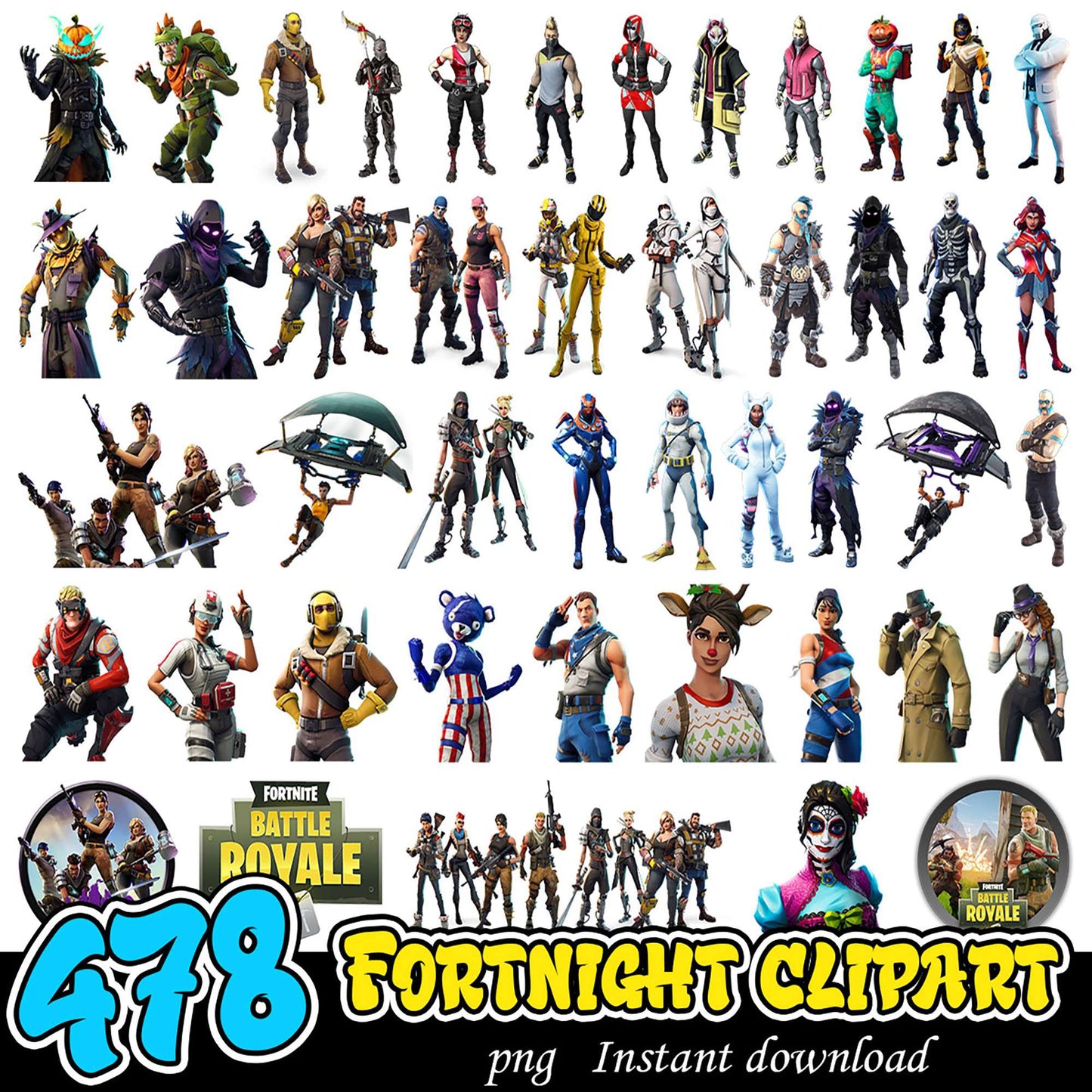 Fortnite Clipart PNG 478 Characters Instant Download
