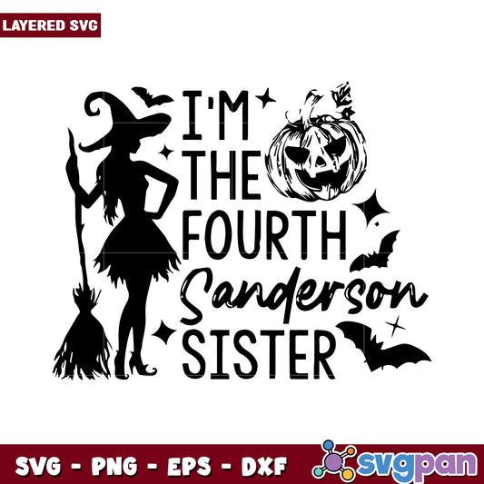 Fourth Sanderson Sister Halloween SVG design for crafting, spooky witch graphic with pumpkin elements