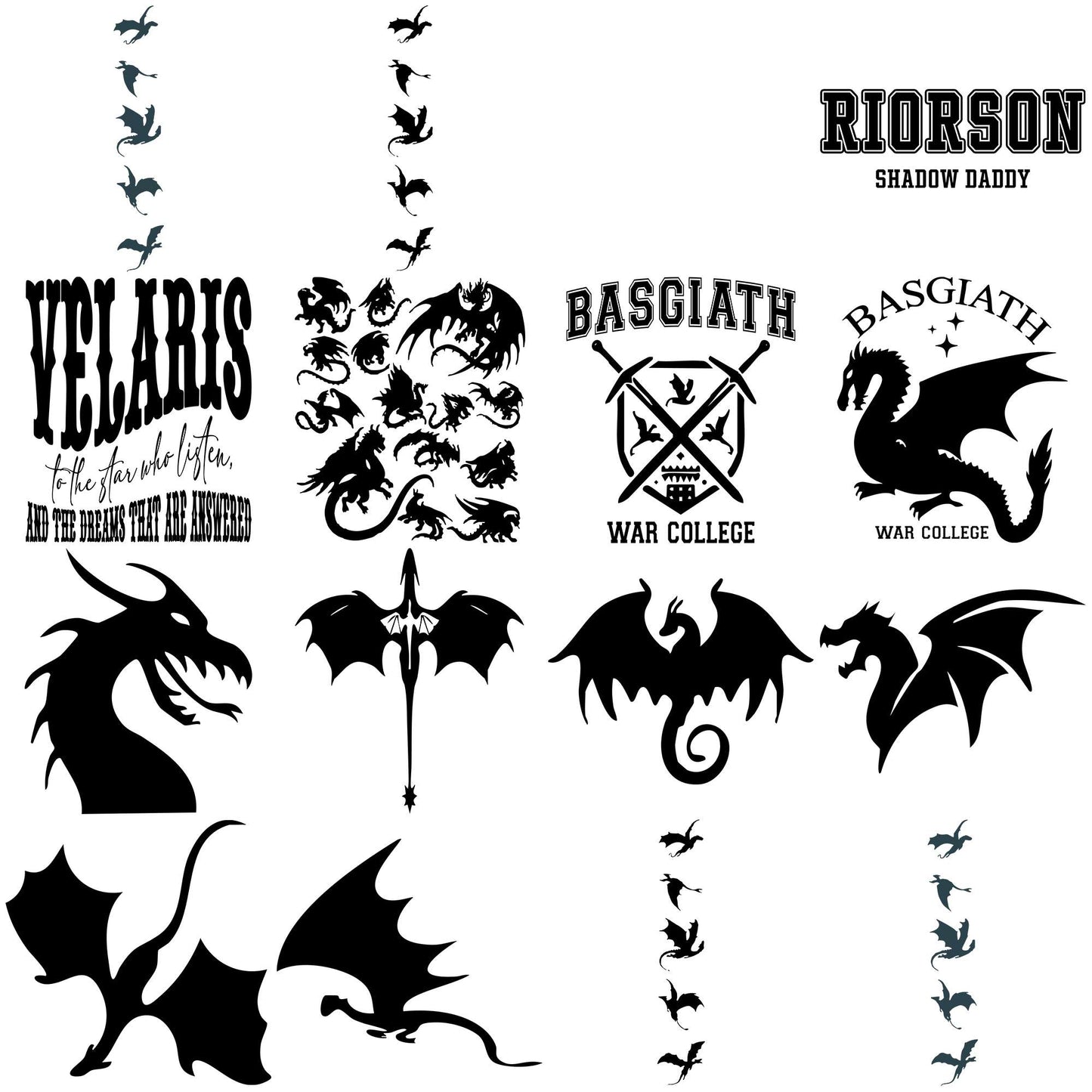 Fourth wing image png bundle, basgiath war college png, fourth wing series png