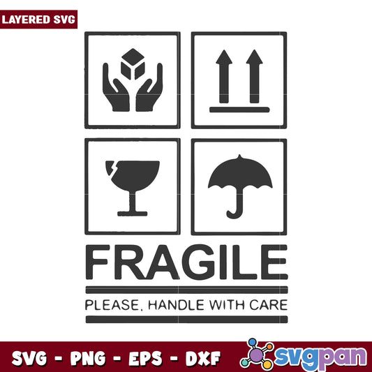 Fragile Handling Sign SVG Design, Ideal for Shipping Packages