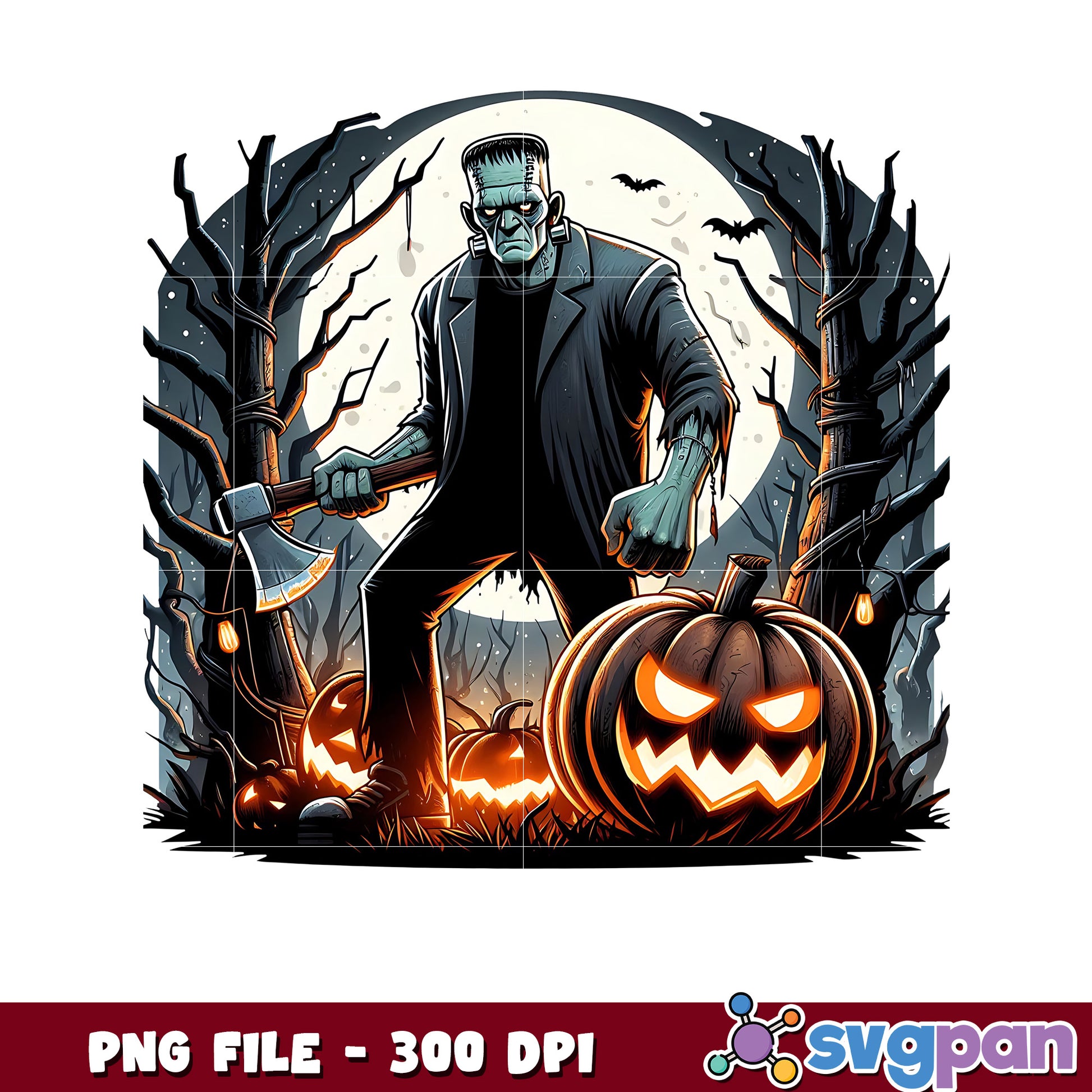 Frankenstain in the forest png, trick or treat png, halloween holiday png