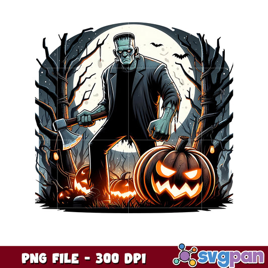 Frankenstain in the forest png, trick or treat png, halloween holiday png